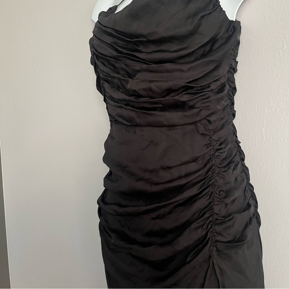 Anthropologie Atoir Sequoia Ruched Black Thigh Slit Criss Cross Dress Size 4 - Picture 16 of 16